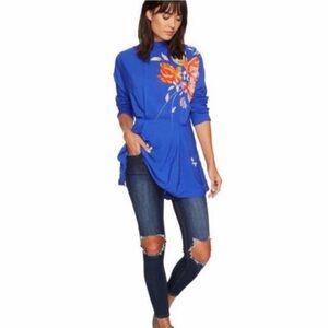 NWOT Free People Gemma Tunic Top Blue